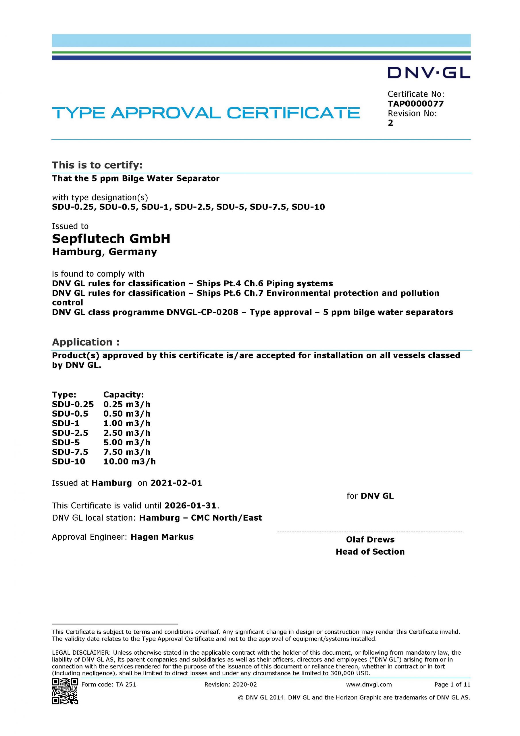 Sepflutech GmbH Certificate MEDF00001U1