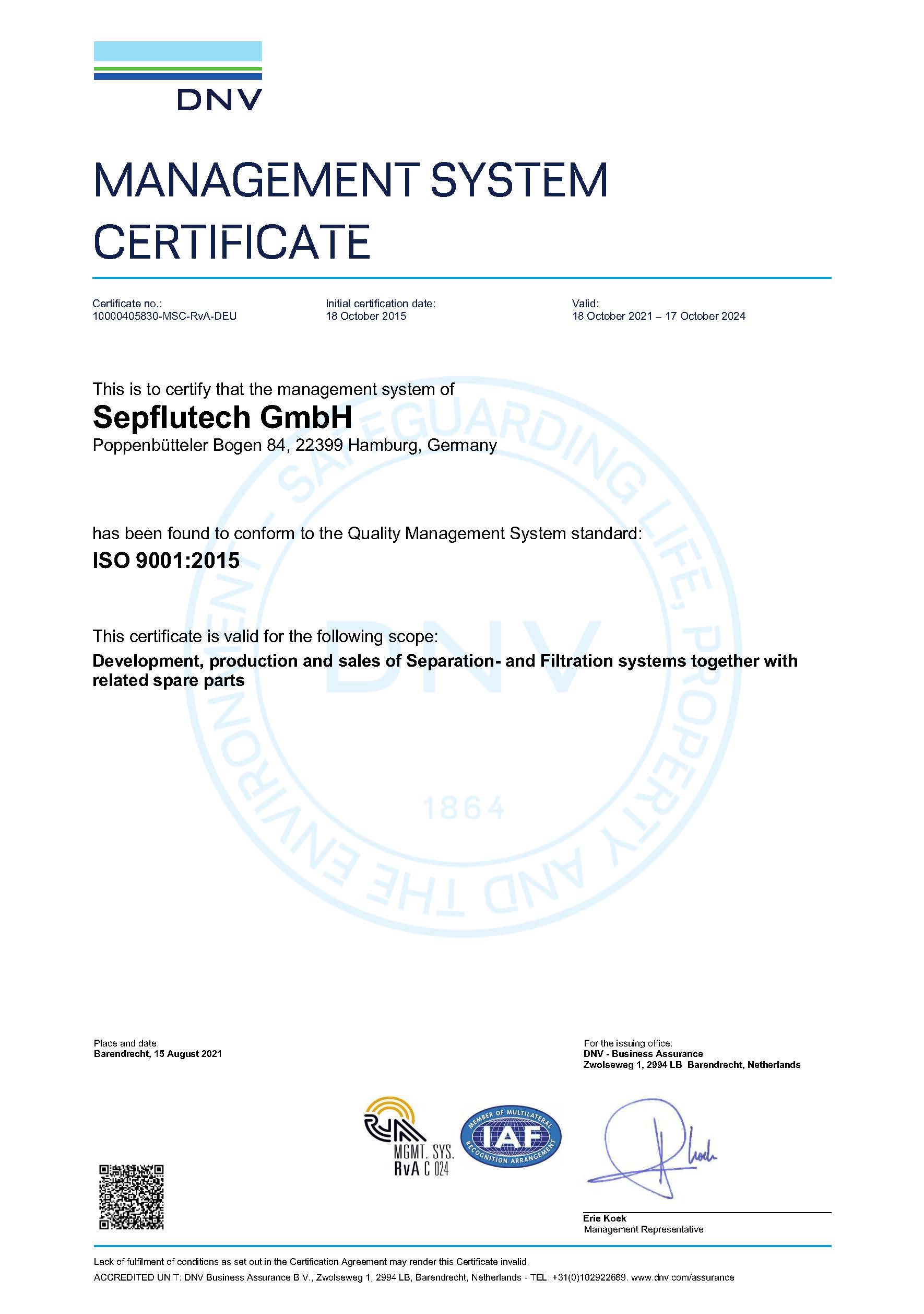 Sepflutech GmbH Certificate MEDF00001J5
